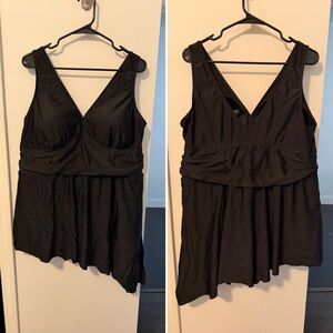 Torrid Black V-Neck Swim Dress